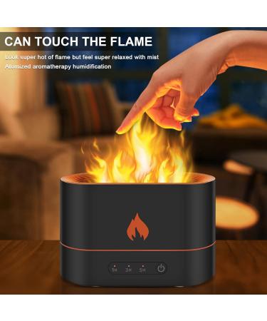 Teklemon 250ml Aroma Diffuser with Flames Effect Light Essential Oil Diffuser with 2 Brightness Levels 3 Timers Waterless Auto Shut-Off for Home Yoga & Baby - White - Buy Online on GoSupps.com