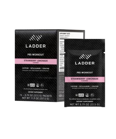 LADDER Sport Pre Workout Powder Caffeine Beta-Alanine Creatine Theanine Clean Energy with No Artificial Sweeteners NSF Certified for Sport (Strawberry Lemonade Packet) Strawberry Lemonade Packet 15 Servings (Pack o...