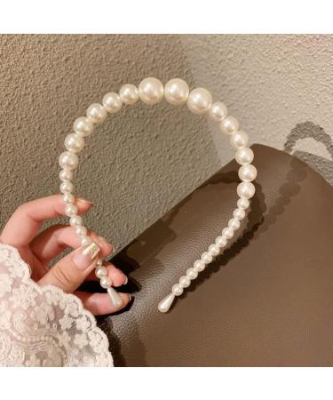 Minzaos Pearl Headband Set - 3 Pcs White Faux Pearl Hairbands for Bridal & Wedding Hair Accessories - Buy Online on GoSupps.com