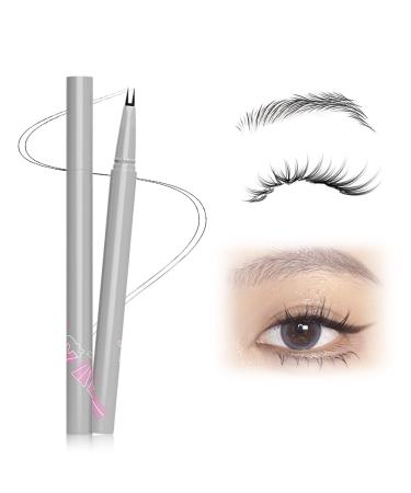 Double Tip Lower Eyelash Pencil 3D Waterproof 2 Tip Eyelash Pen Eye Liner Liquid Eyeliner Dual Pronged Bottom Eyelashes Pen Waterproof Liquid Eyeliner for Natural Eye Makeup (Fog Black)
