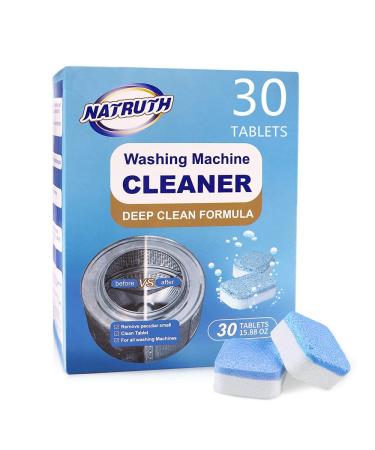 NATRUTH Washing Machine Cleaner Descaler 30 Pack Deep Cleaning Washer cleaner Tablets For HE Front Loader & Top Load Washer