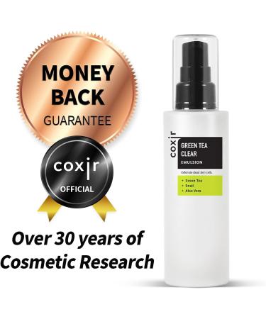 COXIR Green Tea Clear Emulsion 100 ml (3.38 oz) to soothe and hydrate the skin - Buy Online on GoSupps.com