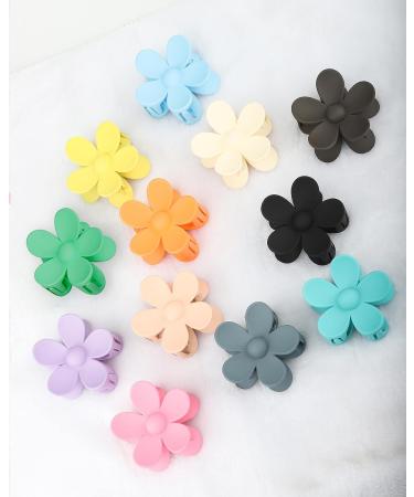 Gmdrounz Flower Claw Hair Clips - 12 Pc Large Matte Jaw Clips for Thick Hair - Non-Slip Strong Hold Barrettes for Women & Girls - Trendy & Cute Accessories - Buy Online on GoSupps.com