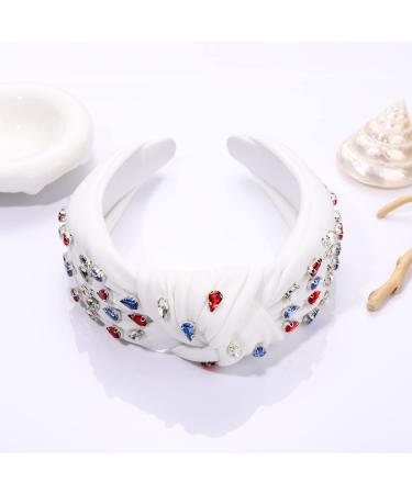 4th of July Rhinestone American Flag Headband for Women - Red White Blue Crystal Twist Turban - Buy Online on GoSupps.com