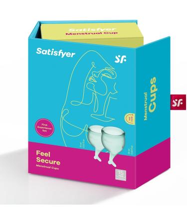 Buy Satisfyer Feel Secure Menstrual Cup - Reusable Silicone Period Cup with Stem - 2 Sizes for All Flows (Dark Green) - Soft & Flexible - Buy Online on GoSupps.com