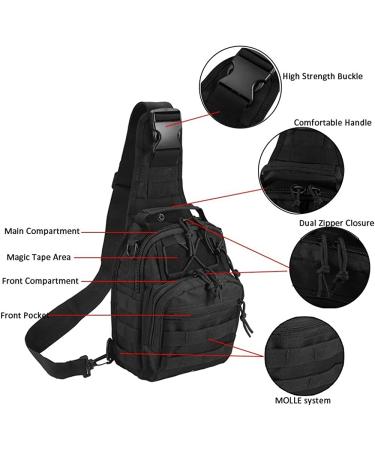 Tactical Shoulder Bag 1000D Outdoor Military Sling Daypack Backpack - Black - Buy Online on GoSupps.com