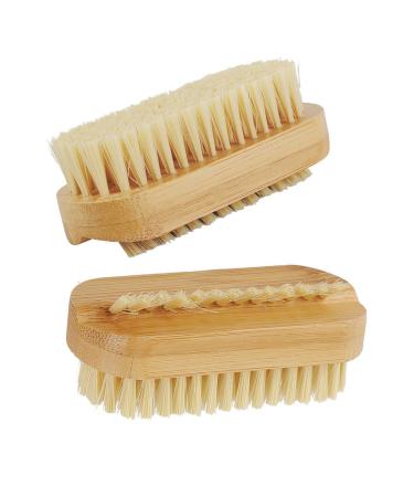 Nail Brushes for Nail Art Set 2pcs Bamboo Brush for Clean Nails Small Clean Brushes for Fingers Nail Brushes for Gel Nails Finger Scrubbing Brushes for Toes Nails Fingertips Hands Home & Salon Use