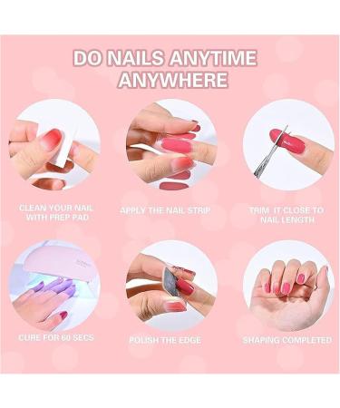 Quinnas Gel Nail Stickers with Uv Light Kit Semi Cured Gel Nail Strips Quinnas Gel Nail Stickers Gel Strips Nails Semi Cured with Uv Lamp Diy Gel Nail Stickers Kit (E-3pcs) - Buy Online on GoSupps.com