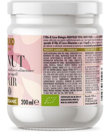 BENVOLIO - Total Body Food Organic Hair Coconut Oil | 200 ml | Hair Mask and Heat Protector for Hair | Dry and Frizzy Hair | Food and Body Coconut Oil | Coconut Oil Hair - Buy Online on GoSupps.com