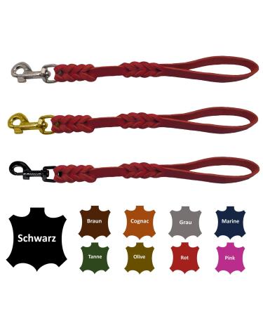 Dog liner/short guide leather hand broken for medium and large dogs (red 40cm hook: brass (gold)) 40cm hook: brass (gold) red