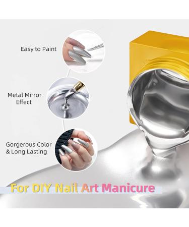 Buy 8ml Metallic Gel Nail Polish - Silver 3D Mirror Effect | Glossy Soak Off UV/LED for Stunning DIY Nail Art - Buy Online on GoSupps.com