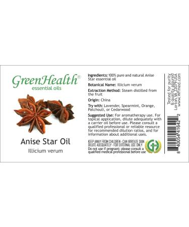 Anise Star Essential Oil - 16 fl oz (473 ml) Glass Bottle w/Cap - 100% Pure Essential Oil - GreenHealth - Buy Online on GoSupps.com