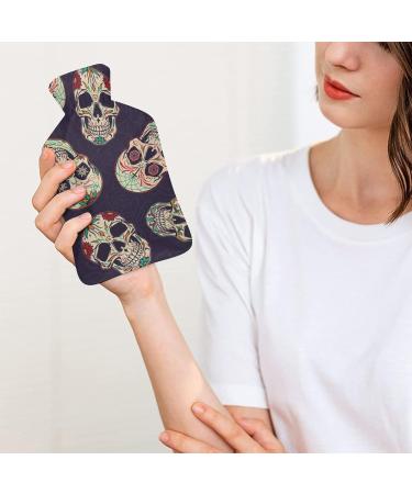 Skull Hot Water Bottle with Plush Cover Ideal Hand Warmer for Adults & Children | 26.5x15.3cm | Shop Internationally - Buy Online on GoSupps.com