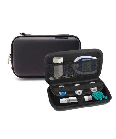 Diabetic Supplies Travel Case Blood Glucose Meter Storage Bag Small Eva Hard Protective Carrying Pouch for Medication Test Strips Alcohol Pads Insulin Vials Lancets Diabetes Testing Kit (Black) - Buy Online on GoSupps.com