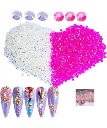 5200Stk from flatback rhinestone for crafts 2 color round from crystals with pink nail Strass Ready resin Strass for tumbler nail design decoration jewels diy handicrafts face make-up clothing from and hot pink