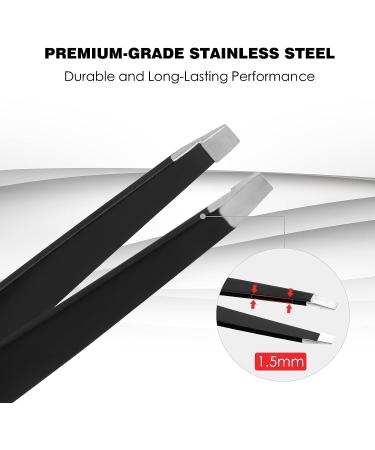 Classycoo Professional Eyebrow Tweezers Set - 4Pcs Stainless Steel Precision Kit for Eyebrows, Facial Hair, Ingrown Hair & Splinter Removal - Black - Buy Online on GoSupps.com
