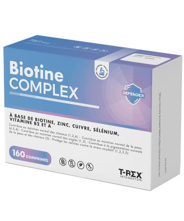 Biotine Complex - Compl ment pour Cheveux avec Biotine Cuivre Zinc S l nium et Vitamine B2 - Pour la Croissance des Cheveux des Ongles et de la Peau - 160 mini comprim s (5 mois d'Approvisionnem