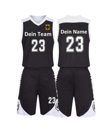 Custom Basketball Jersey Kids Men Set with Name Number Team Logo 2-Piece Basketball Jersey Shirt & Short Black
