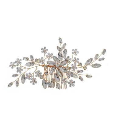 Housoutil Flower Comb Wedding Flower Hairpin Bride Hair Clip Women Crystal Hair Comb Rhinestone Hair Clips Pearl Hair Pin Pearl Hair Clip Tiara Women's Zinc Alloy Accessories Rhinestones