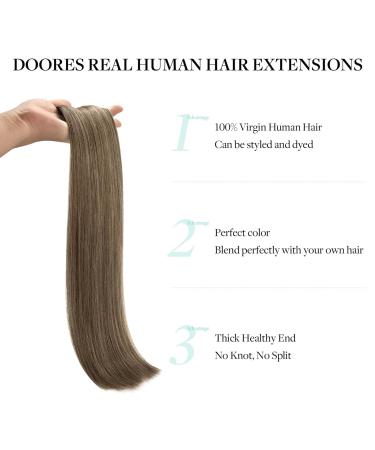 Shop Doores Real Hair Extensions - Seamless Clip-In 22 Inch Medium Light Brown - 7 Pieces 110g Remy Human Hair - Buy Online on GoSupps.com