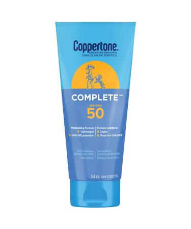 Coppertone Complete SPF 50 Sunscreen Lotion Lightweight Moisturizing Sunscreen Water Resistant Body Sunscreen 148mL