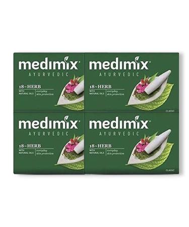 Medimix Herbal Handmade Ayurvedic Classic 18 Herb Soap for Healthy and Clear Skin Pack of 4 (4 x 125 g) - Buy Online on GoSupps.com