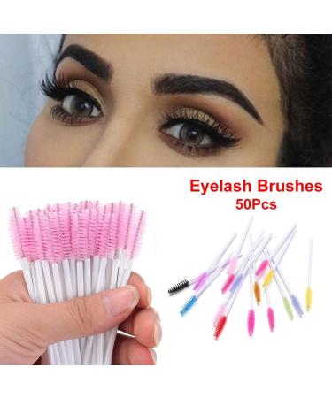 50Pcs New Crystal Rhinestone Handle Makeup Disposable Eyebrow Applicator Eyelash Brush Mascara Spiral Wands Lash Curling Comb(pink) - Buy Online on GoSupps.com