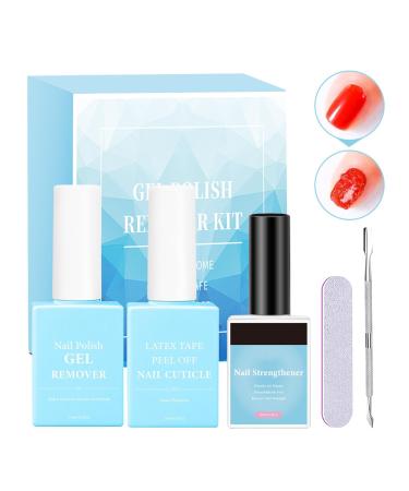 Ungtyb Natural nail polish remover spill-proof with buffer nail buffer and cuticle pusher for home and salon use (1 set)