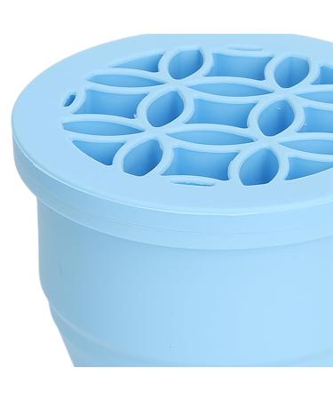 2 in 1 Makeup Brush Cleaner Bowl | Portable Folding Cleaning Mat with Drying Rack | Space-Saving Brush Cleaner in Blue - Buy Online on GoSupps.com