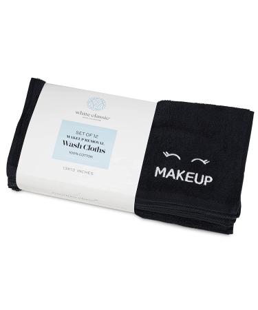 Bleach Safe Black Makeup Towels - 12 Pack | Ultra Soft Cotton Face Washcloths - Buy Online on GoSupps.com