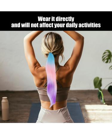 1 Piece Colorful Gradient Ponytail with 1 Piece Anti-Static Steel Comb Colorful Hair Extensions Ponytail Headband Braided Wig Fashionable Women's Wig for Girls Women. - Buy Online on GoSupps.com