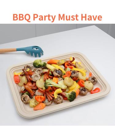 Bloomoon 50 Pack 14 Inch Heavy-Duty Disposable Food Trays - Compostable Paper Platter Plates for Crawfish, Lobster, Crab, BBQ - Extra Large Serving at Party - Buy Online on GoSupps.com
