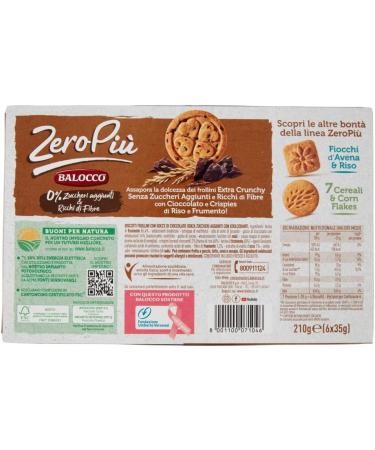  Italian Gourmet E.R. Balocco Zero Pi Biscotti Biscuits No Added Sugar Cookies with Rice and Wheat Pancakes Chocolate Drops and Extra Crunchy 210 g + Italian Gourmet Polpa di Pomodoro Box 400 g - Buy Online on GoSupps.com