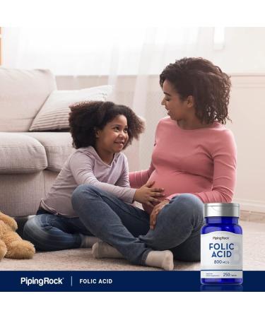 Piping Rock Folic Acid 800 mcg | 250 Tablet Capsules | Supplement for Men and Women | Vegetarian Non-GMO Gluten Free - Buy Online on GoSupps.com