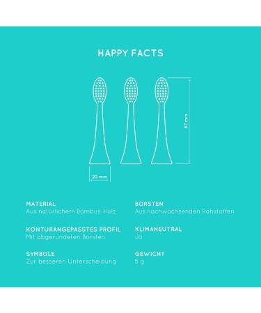 Happybrush Sustainable Bamboo Electric Toothbrush - ECO Vibe 3 for Sensitive Teeth & Gums - 9 Pieces Pack - Buy Online on GoSupps.com