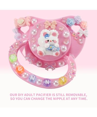 CutiePlusU Adult Sized Pacifier - Handmade Big Shield Rabbit Pink | 1 Piece for Adults - Perfect Gift - Buy Online on GoSupps.com