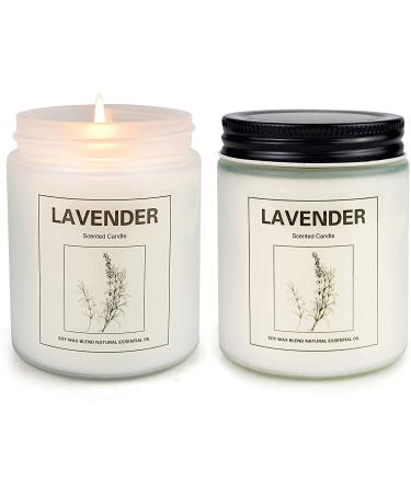 Lavender Candles for Home Scented Candles Gifts for Women 7 oz 50 Hrs Long Lasting Highly Scented Soy Lavender Candle Set for Body Relaxation & Stress Relief, 2 Pcs 2 Lavenders