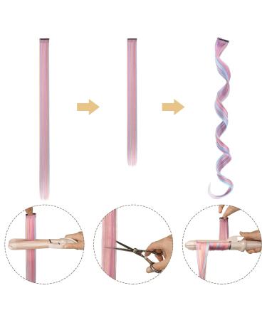 Fine Colored Hair Extensions - Clip-In Synthetic Parts for Women | 10 PCS Pink Blue & Violet Mix - Buy Online on GoSupps.com