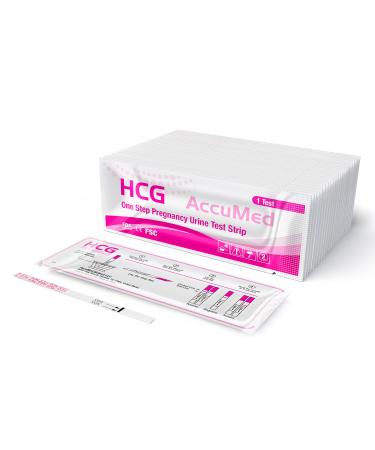 AccuMed Pregnancy (HCG) Test Strips Kit, Clear and Accurate Results, 99% Accurate, 50 Count 50 Count (Pack of 1)
