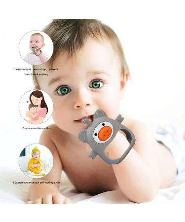 Pig Baby Teething Toys | BPA-Free Silicone Teether for Infants 0-12 Months | Grey - Buy Online on GoSupps.com