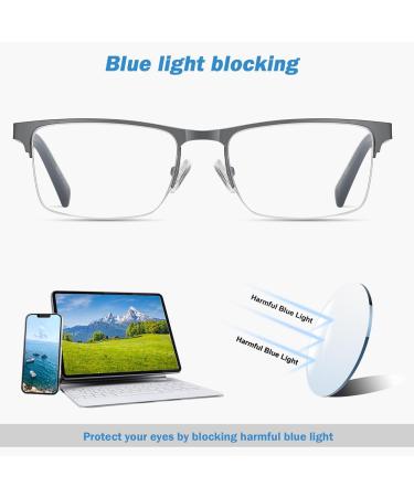 EYECEDAR 5-Pack Reading Glasses for Men - Blue Light Blocking Gunmetal Gray Half Frame 1.75 Diopters Spring Hinges - Stylish & Comfortable Readers - Buy Online on GoSupps.com