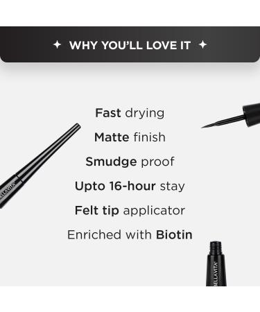 Intense Drama Waterproof Eyeliner Black Matte Finish Smudge-Proof Fast-Drying Felt Tip Applicator Enriched with Biotin 3.5 ml - Buy Online on GoSupps.com