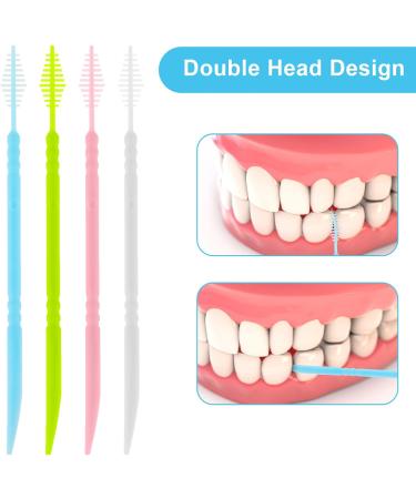 Wllhyf 200-Piece Double-Headed Toothpicks & Dental Floss - Interdental Brush Plastic Toothpicks in White Blue Green & Pink - Buy Online on GoSupps.com