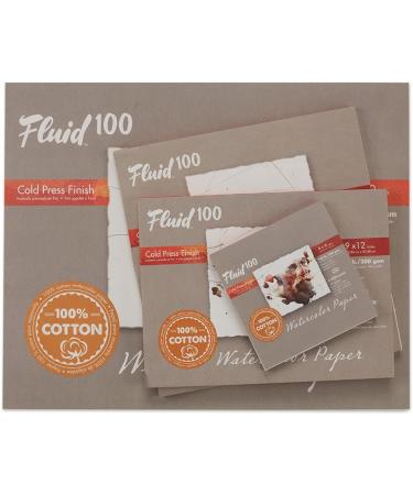 Fluid 100 Artist Watercolor Block 140 lb - 6x8 Inches, 100% Cotton Cold Press Pad for Painting - 15 Sheets, Easy Block Binding - Buy Online on GoSupps.com