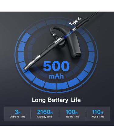 Ngsod Bluetooth Headset- Wireless Headset with Microphone | 90 Days Standby, 110 Hours Talktime | Bluetooth Earpiece for Cell Phone, Tablet, Laptop | Headphones for Trucker, Driver, Business - Buy Online on GoSupps.com