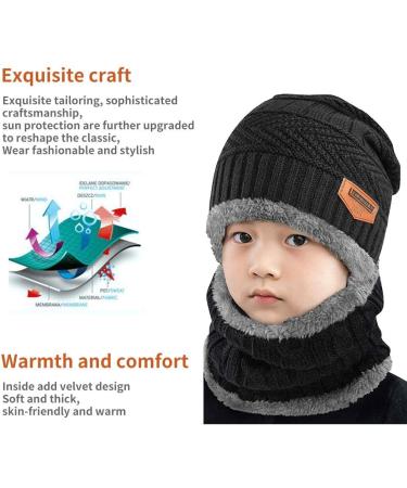 Kids Winter Beanie Hat and Scarf Set | Thermal Fleece Lining | Black | One Size | Aisprts - Buy Online on GoSupps.com