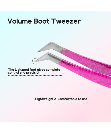 VAVALASH Pink Ice Crack Volume Boot Tweezers for Eyelash Extensions - Professional Lash Tweezer for Volume and Classic Fans - Pink V02 - Buy Online on GoSupps.com