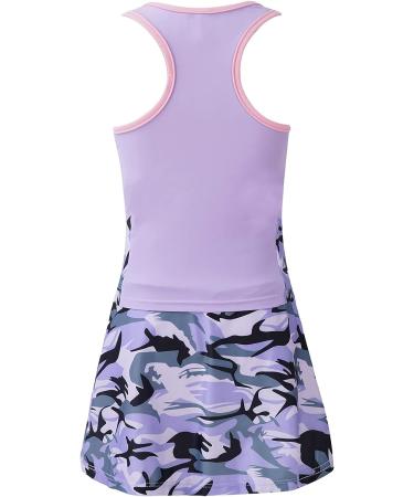 Girls Camouflage Purple Golf Tennis Dress Set with Racerback Tank Top | TiaoBug Kids Sport Skort Outfit - Size 6 - Buy Online on GoSupps.com