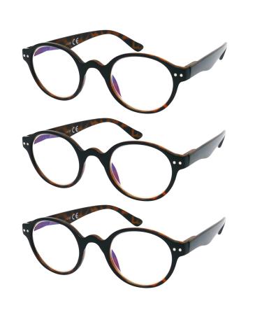 Mini glasses 3 pieces set Professor Reading glasses with round oval glasses vintage retro style plastic frame (leopard pattern) reading aid men and women leopard pattern (3 pieces set) 1.0 Dioptria - Buy Online on GoSupps.com