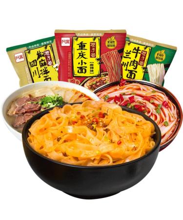 Alley noodles Lanzhou ramen noodles Sichuan chili and hemp noodles Chongqing noodles spicy substitute supper noodles Hot and Sour Rice Noodles (Mix and match 3 flavors 3 bag)